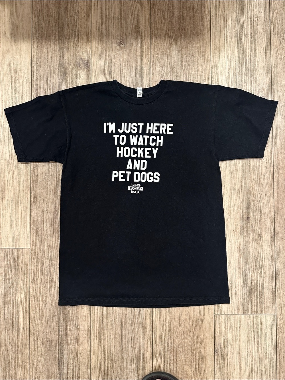 Bring Hockey Back - Black Graphic Tee - Hockey & Dog Lover Slogan
